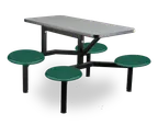 image of JustChair CLUS-SQ42-4S-BS Cluster Table Unit, Square, 42x42, Island Style, 4 Swivel Chairs, Black Steel Frame