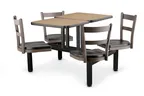 image of JustChair CLUS-ST-4S-MB Cluster Table Unit, 2x 21"x24" Tops, Island Style, 4 Padded Swivel Seats, Black