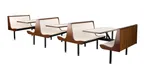 image of JustChair CPLUS-3TU-WS-59 Contour Plus Triple Wall Booth Table Unit, 59"L, Laminated Seats, Welded Steel Frame, Black