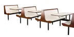 image of JustChair CPLUS-4TU-IS-47 Contour Plus Booth Table Unit, 47"L, Quad Island Unit, Laminated Seats, Welded Steel Frame, Black