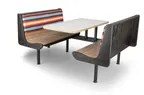 image of JustChair CPREM-1TU-IS-47 Contour Premium Booth Table Unit, 47"L, Black, Laminated Seats, Welded Steel Frame