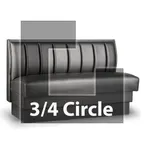 image of JustChair JBSB-UCH-TQ-36-GR2 3/4 Circle Corner Booth, Vertical Channel Back, Upholstered Seat, 36" Height