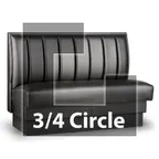 image of JustChair JBSB-UCH-TQ-42-GR2 3/4 Circle Corner Booth, Vertical Channel Back, Upholstered Seat, 42" Height