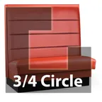 image of JustChair JBSB-UHC-TQ-42-GR1/COM 3/4 Circle Corner Booth, Horizontal Channel Back, Upholstered Seat, 42" Height