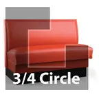 image of JustChair JBSB-UPL-TQ-36-GR3 3/4 Circle Corner Booth, Plain Back, Upholstered Seat, 36" Height