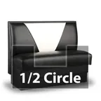 image of JustChair JBSB-UVB-HC-42-GR2 1/2 Circle Corner Booth, V Shape Back, Upholstered Seat, 42" Height