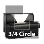 image of JustChair JBSB-UVB-TQ-36-GR3 3/4 Circle Corner Booth, V Shape Back, Upholstered Seat, 36" Height