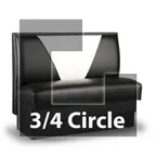 image of JustChair JBSB-UVB-TQ-42-GR1/COM 3/4 Circle Corner Booth, V Shape Back, Upholstered Seat, 42" Height