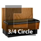 image of JustChair JBSB-WCP-TQ-36-GR1/COM 3/4 Circle Banquette Bench, Horizontal Beadboard Back, Upholstered Seat, 36" Height