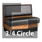 image of JustChair JBSB-WSS-TQ-36-GR2 3/4 Circle Banquette Bench, Plain Back, Removable Seat, 36" Height