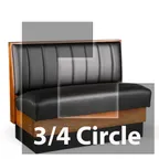 image of JustChair JBSB-WSS-UCH-TQ-36-GR2 3/4 Circle Banquette Bench, Vertical Channel Back, Removable Seat, 36" Height