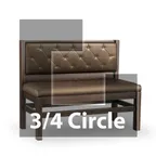 image of JustChair JBSB-WT-SBT-TQ-36-GR3 3/4 Circle Banquette Bench, Button Tufted Back, Upholstered Seat, 36" Height