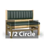 image of JustChair JBSB-WT-UCH-HC-36-GR1/COM 1/2 Circle Banquette Bench, Vertical Channel Back, Upholstered Seat, 36" Height