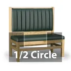 image of JustChair JBSB-WT-UCH-HC-48-GR3 1/2 Circle Banquette Bench, Vertical Channel Back, Upholstered Seat, 48" Height