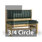 image of JustChair JBSB-WT-UCH-TQ-36-GR3 3/4 Circle Banquette Bench, Vertical Channel Back, Upholstered Seat, 36" Height