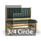 image of JustChair JBSB-WT-UCH-TQ-42-GR3 3/4 Circle Banquette Bench, Vertical Channel Back, Upholstered Seat, 42" Height