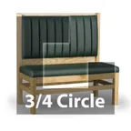 image of JustChair JBSB-WT-UCH-TQ-48-GR3 3/4 Circle Banquette Bench, Vertical Channel Back, Upholstered Seat, 48" Height