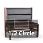 image of JustChair JBSB-WT-UHC-HC-42-GR3 1/2 Circle Banquette Bench, Horizontal Channel Back, Upholstered Seat, 42" Height