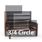image of JustChair JBSB-WT-UHC-TQ-36-GR2 3/4 Circle Banquette Bench, Horizontal Channel Back, Upholstered Seat, 36" Height