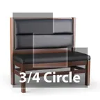 image of JustChair JBSB-WT-UHC-TQ-42-GR1/COM 3/4 Circle Banquette Bench, Horizontal Channel Back, Upholstered Seat, 42" Height