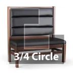 image of JustChair JBSB-WT-UHC-TQ-48-GR3 3/4 Circle Banquette Bench, Horizontal Channel Back, Upholstered Seat, 48" Height