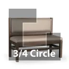 image of JustChair JBSB-WT-UPL-TQ-36-GR2 3/4 Circle Banquette Bench, Plain Back, Upholstered Seat, 36" Height