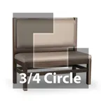 image of JustChair JBSB-WT-UPL-TQ-42-GR2 3/4 Circle Banquette Bench, Plain Back, Upholstered Seat, 42" Height