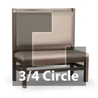 image of JustChair JBSB-WT-UPL-TQ-48-GR3 3/4 Circle Banquette Bench, Plain Back, Upholstered Seat, 48" Height