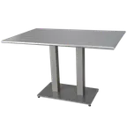 image of JustChair JTMO-GREY-2432 24x32 Rectangular Dining Height Outdoor Table, Silver-Grey Aluminum Slatted Top, Welded Square Base