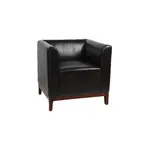 image of JustChair LA554-GR1 Upholstered Lounge Arm Chair, Square Back, High Arms, German Beech Wood Frame