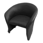 image of JustChair LA556-BLK Black Vinyl Lounge Arm Chair with Curved Wrap Around Upholstered Back and Metal Frame