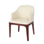 image of JustChair LA588-GR3 Lounge Arm Chair, Upholstered Rounded Back, Tapered Arms, German Beech Wood Frame