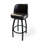 image of JustChair M421J30-201SWL-BLK-GR3 Swivel Bar Stool, 20" Wide Bucket Seat, Black, 18G Steel Frame, Nylon Glides