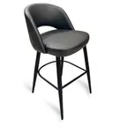image of JustChair U12830-COM Bar Stool, Upholstered Contour Back & Seat, 2.5" Padded, Black Steel Frame, Footrest