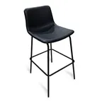 image of JustChair U31130-COM Bar Stool – Upholstered Bucket Seat, Black Frame, German Beech Legs, Armless, Plain Back