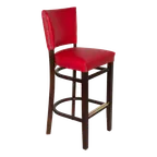 image of JustChair W31330-GR2 Bar Stool – Flared Pullover Back, Grade 2 UPH, German Beech Wood Frame, Footrest, Glides