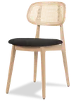 image of JustChair W36718-COM Natural Cane Floating Back Side Chair, Solid Wood Frame, Upholstered Seat