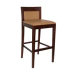 image of JustChair W55530-GR2 Bar Stool – Upholstered Seat & Square Inset Back, German Beechwood Frame, Grade 2 UPH