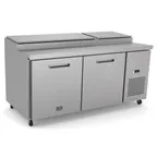 image of Kelvinator KCHPT72.9 70" 2-Section Refrigerated Pizza Prep Table w/ 2 Doors, 22 cu. ft.
