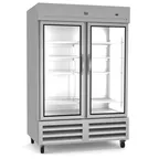 image of Kelvinator KCHRI54R2GDR 53" 2-Section Reach-In Refrigerator w/ 2 Glass Doors, Bottom Mount, Stainless Steel, 49 cu. ft.