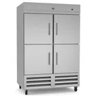 image of Kelvinator KCHRI54R4HDR 53" 2-Section Reach-In Refrigerator w/ 4 Solid Half Doors, Bottom Mount, Stainless Steel, 49 cu. ft.