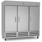 image of Kelvinator KCHRI81R3DFE 81" Three Section Reach-In Freezer w/ 3 Solid Doors, Bottom Mount, 72 cu. ft.