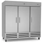 image of Kelvinator KCHRI81R3DRE 81" 3-Section Reach-In Refrigerator w/ 3 Solid Door, Bottom Mount, Stainless Steel, 72 cu. ft.