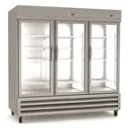 image of Kelvinator KCHRI81R3GDR 81" Three Section Reach-In Refrigerator w/ 3 Glass Door, Bottom Mount, Stainless Steel, 72 cu. ft.