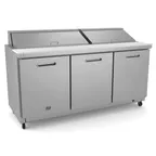 image of Kelvinator KCHST70.18 71" Three Section Sandwich / Salad Prep Table w/ 3 Door, 18 Pans