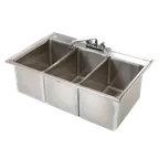 image of Klinger's Trading DBS3 Drop-In Bar Sink, Three Compartment