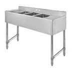 image of Klinger's Trading DEL32D 60" Three Compartment Sink, 10"W x 14"L Bowl With 2 Drainboards