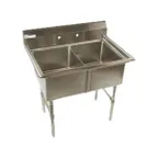 image of Klinger's Trading ECS2 37" Two Compartment Sink, 16"W x 20"L Bowl Without Drainboard
