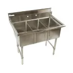 image of Klinger's Trading ECS3SM 41" Three Compartment Sink, 12"W x 20"L Bowl Without Drainboard