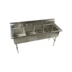 image of Klinger's Trading ECS4 69" Four Compartment Sink, 16"W x 20"L Bowl Without Drainboard